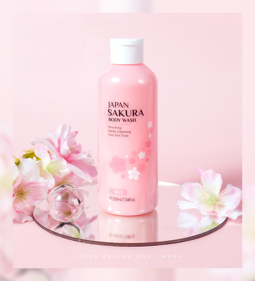 LAIKOU Japanese Cherry Blossom Body Wash 200ml for Cross-border Moisturizing, hydrating and softening Skin Cleansing in stock undefined