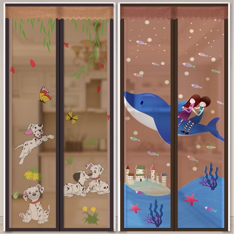 Summer sand door magnetic mosquito-proof door curtain bedroom cartoon magnetic soft screen door Velcro fabric door curtain