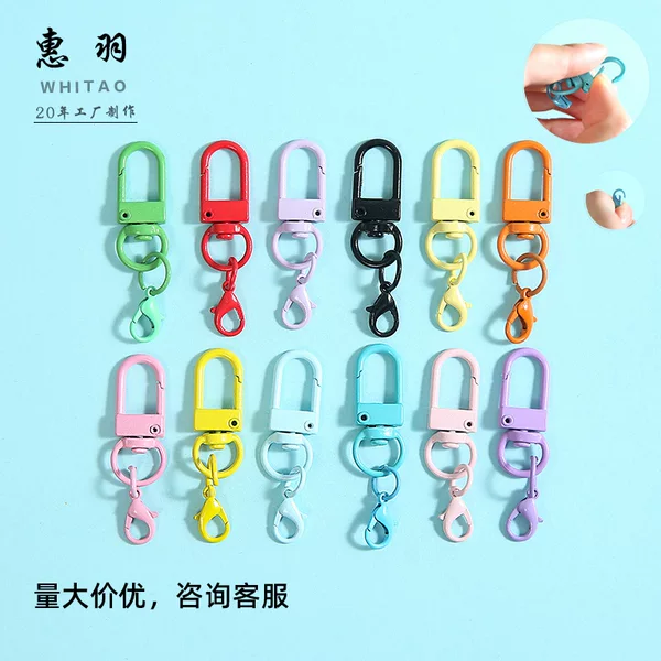 Creative Candy Color Paint Rotating Door Buckle Hanging 14mm Lobster Buckle Small Hook Key Door Buckle Pendant Keychain