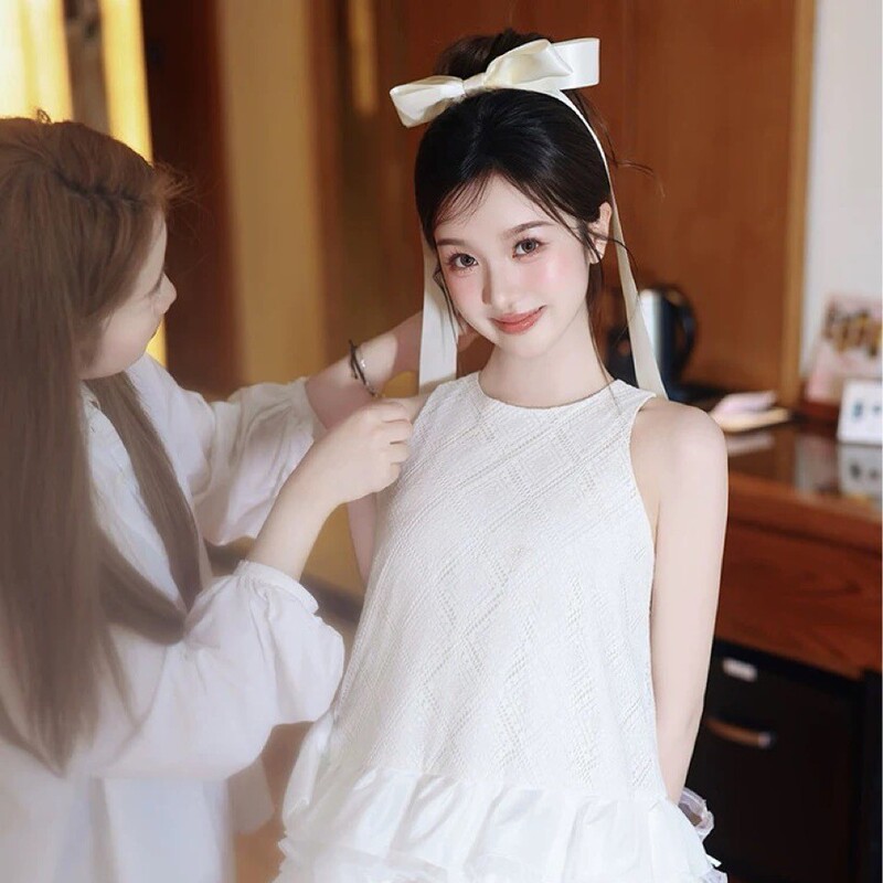 立体白色缎面蝴蝶结发夹发饰新娘结婚礼服头饰简约气质头饰|undefined