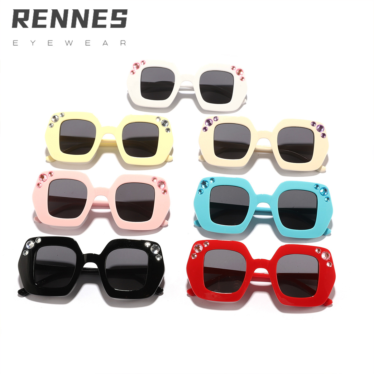 2025 nuevas gafas de sol de color caramelo de diamantes transfronterizas para niños