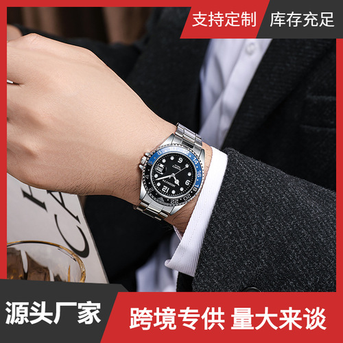 Watches for men, casual, simple, Coke ring, fully automatic mechanical watch, fashionable, elegant men's steel band watch
