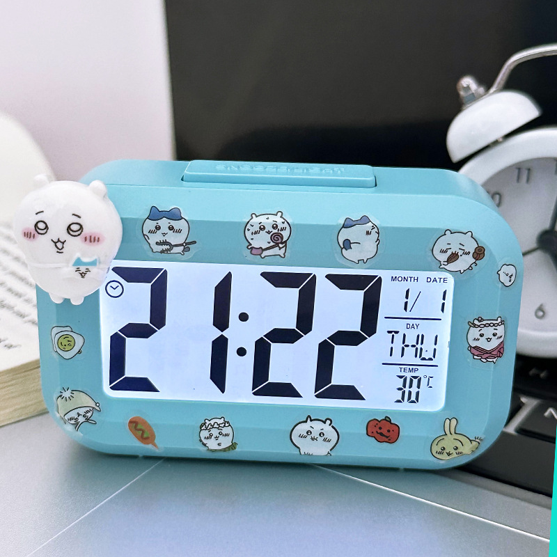 かわいい Jiyikawa 人形装飾ミニ目覚まし時計学生寮多機能タイミングベッドサイド時計目覚まし時計|undefined