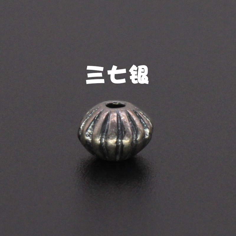 三七银藏饰文玩复古民族风手串项链DIY饰品配件线纹飞碟隔珠067