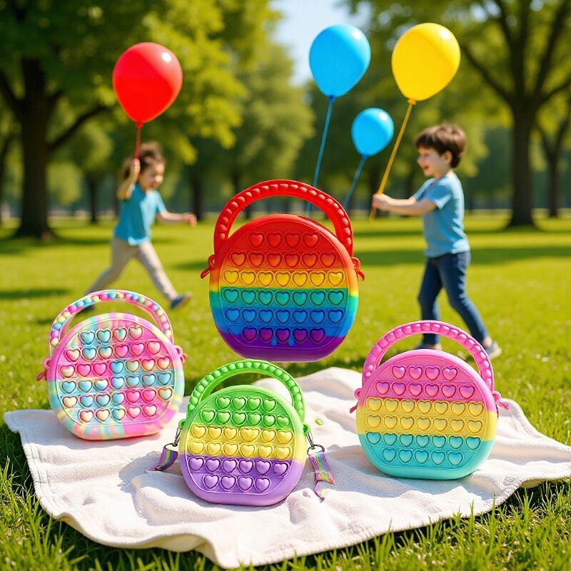 Children's Silicone Handbag Fda Certified Cross-Border New Product Heart-Shaped Crossbody Bag