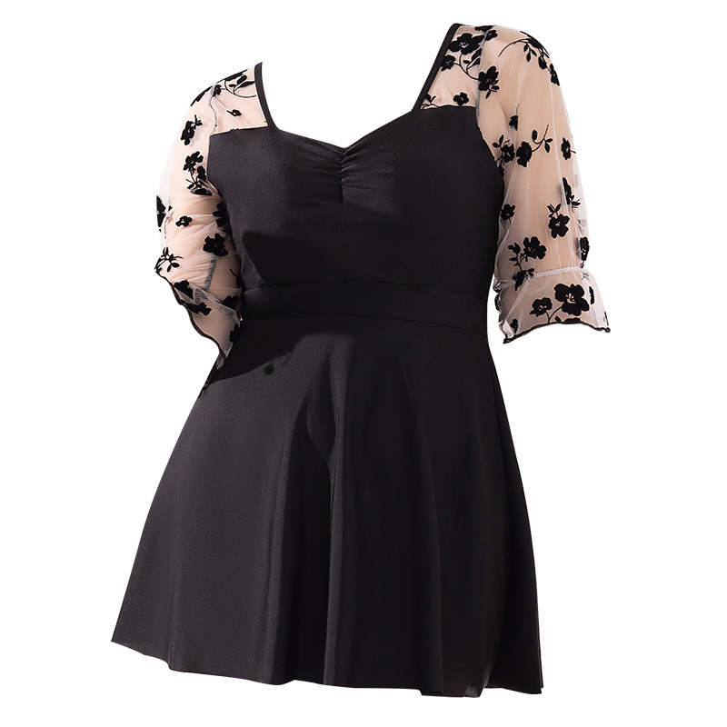 2023 nuevo traje de baño de las mujeres conservador más tamaño vestido de una pieza Chubby Girl adelgazar en línea celebridad manga larga traje de baño de aguas termales