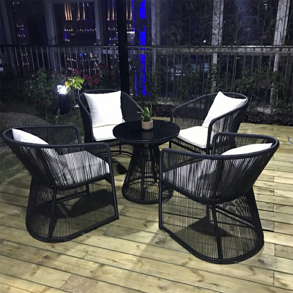 Mesa y silla al aire libre patio al aire libre impermeable protección solar ratán muebles combinación balcón ocio ratán Silla de tres piezas conjunto