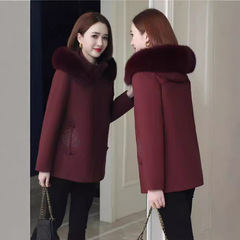 パーカー レディース 2025年新作 中高年向け 冬服 取り外し可能なレッキスファー裏地付き ママ向け ショート丈 ファーコート