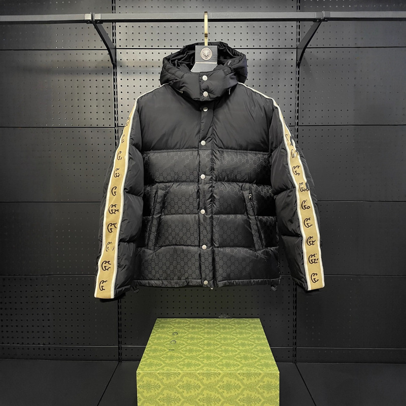 Correct Version of Gu's New Reflective Webbing with Full Printed Letters Interlocking Autumn and Winter down Jacket High Street Ins Versatile Jacket