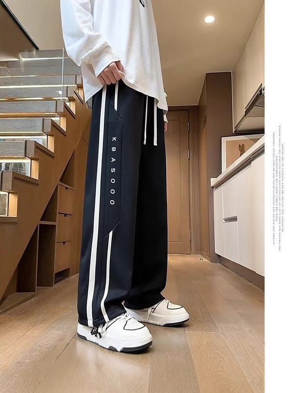 春秋季新款阔腿宽松长裤子男孩初高中学生休闲运动青少年男装直筒|undefined