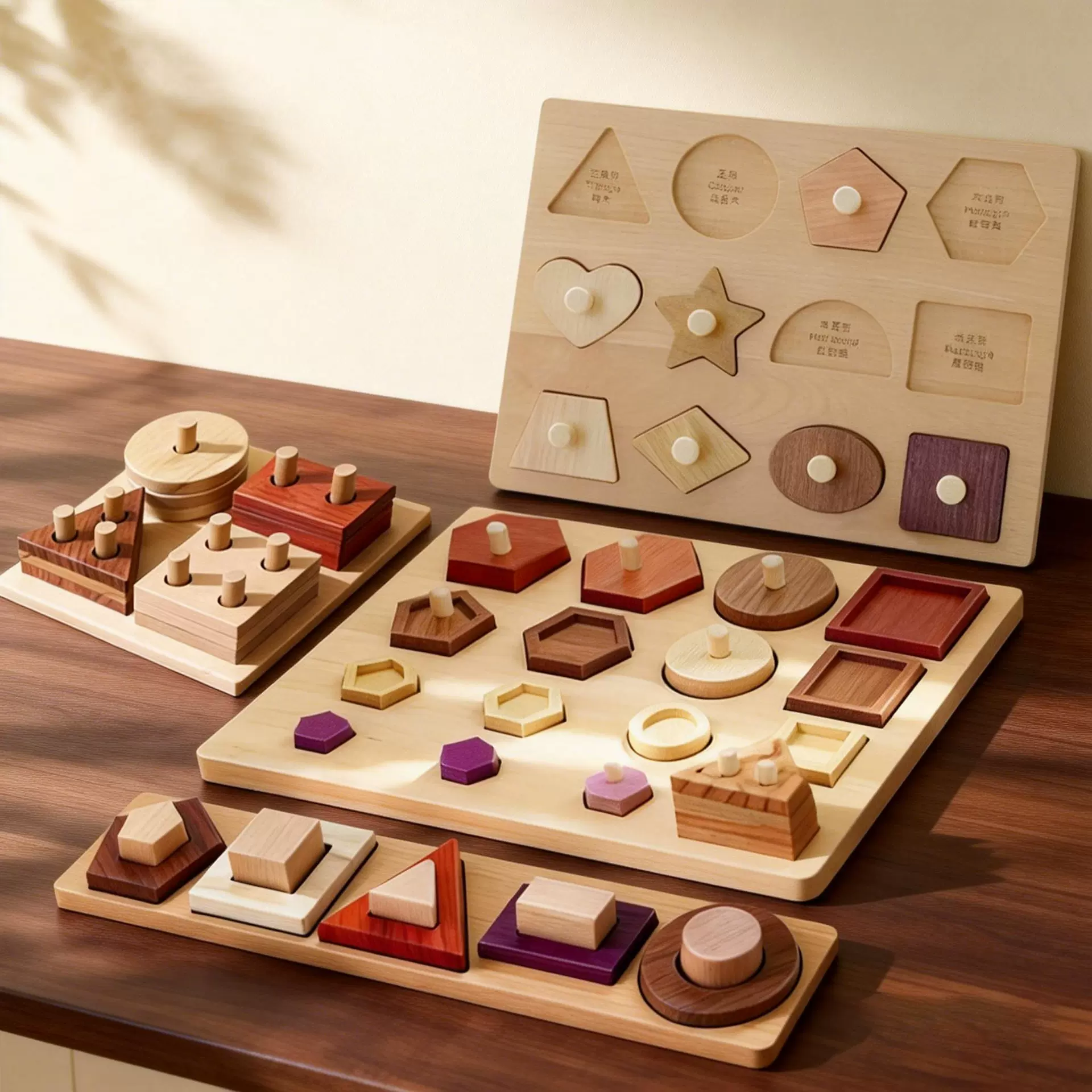 diy蒙氏几何手抓板儿童早教益智玩具2岁木质宝宝积木拼图礼物批发