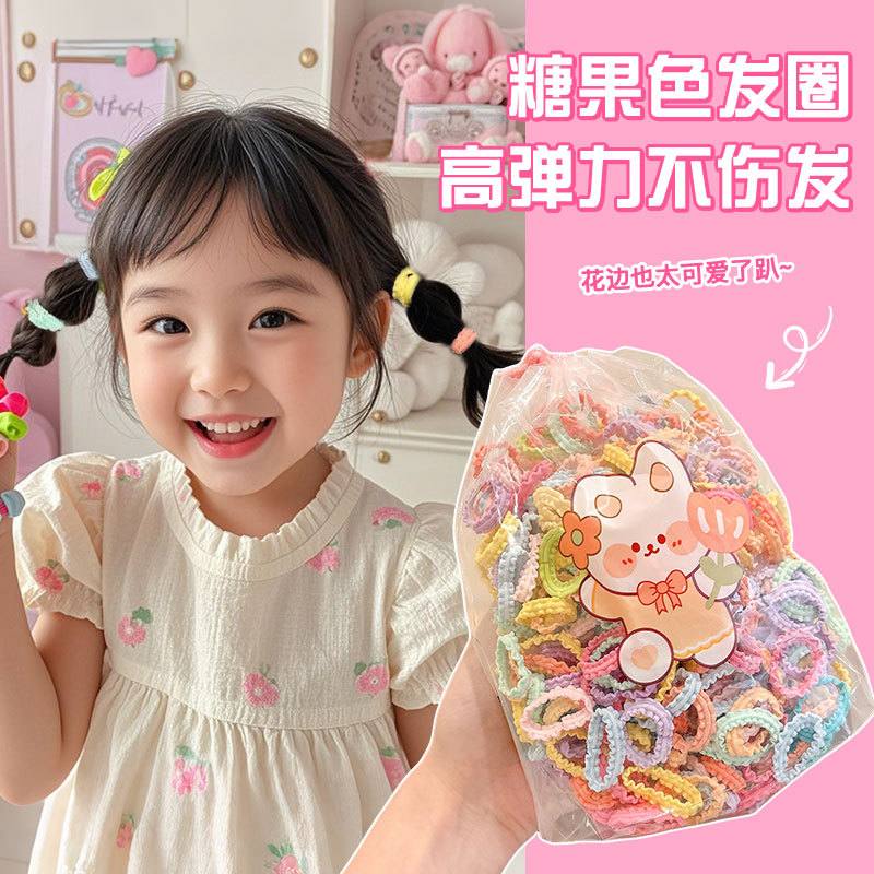 2025 nueva cuerda de cabello de color para niños anillo de cabello anillo de cabello de niña cuerda de cabello de alta elasticidad no daña el cabello como banda de goma