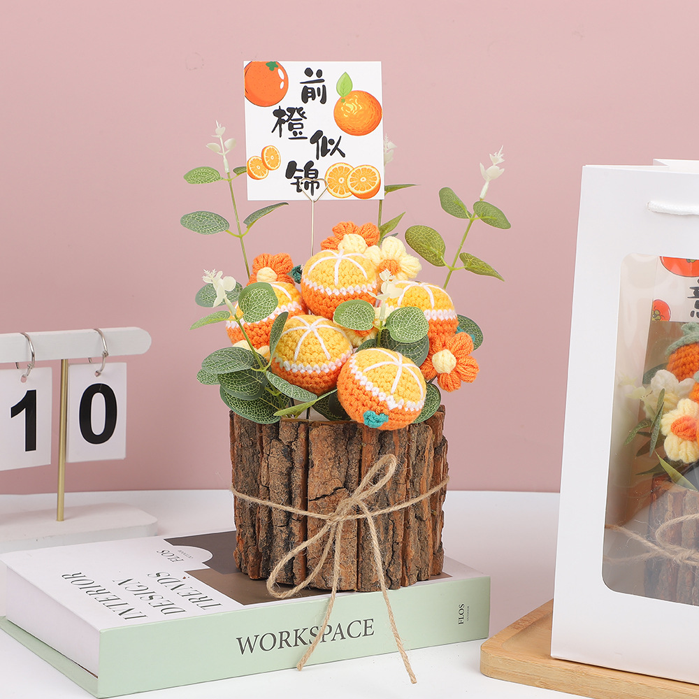 520 ramo de lana del día de la madre, regalo de cumpleaños, producto de alta calidad, tejido a mano, tejido a mano, decoración de cubo de árbol en maceta