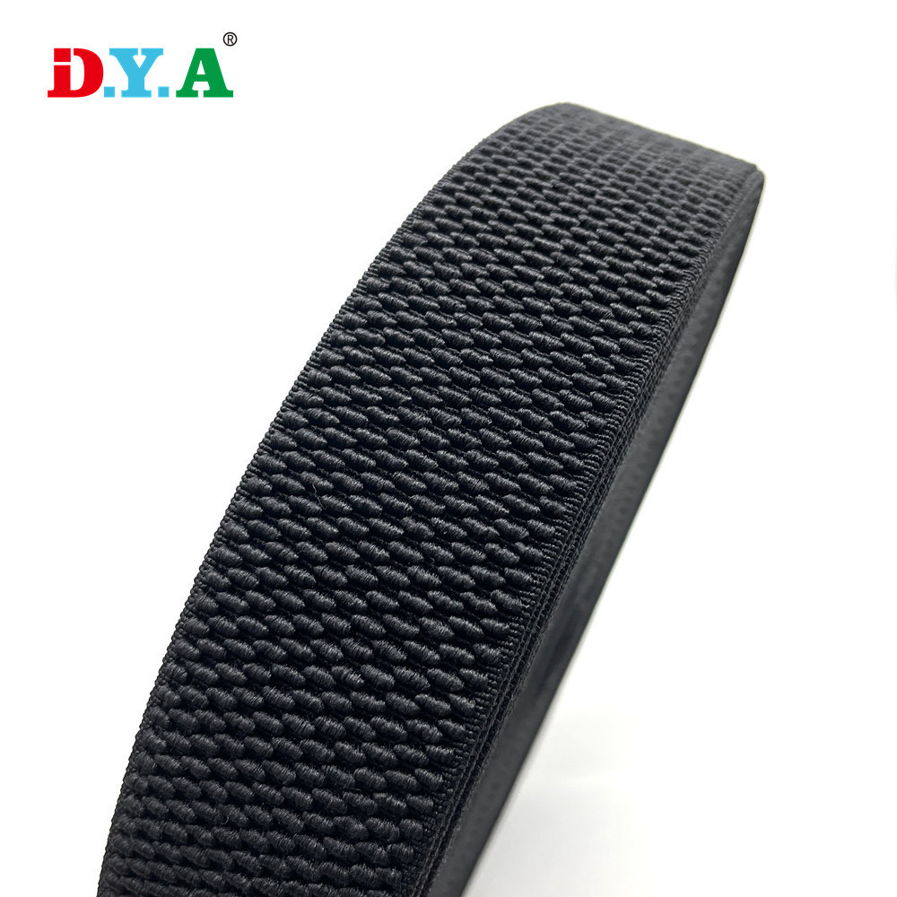 5cm 玉米纹松紧带可印LOGO黑色弹力橡筋玉米纹扁宽涤纶弹力松紧带