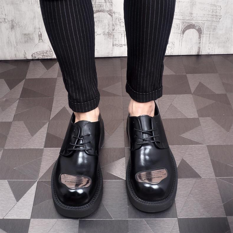 ShoeVault Neue Business-Schnürschuhe für Herren, Derby-Schuhe mit runder Zehenpartie, dicker Sohle und Plateau, die die Körpergröße erhöhen – ideal für Hochzeiten._voghion.com