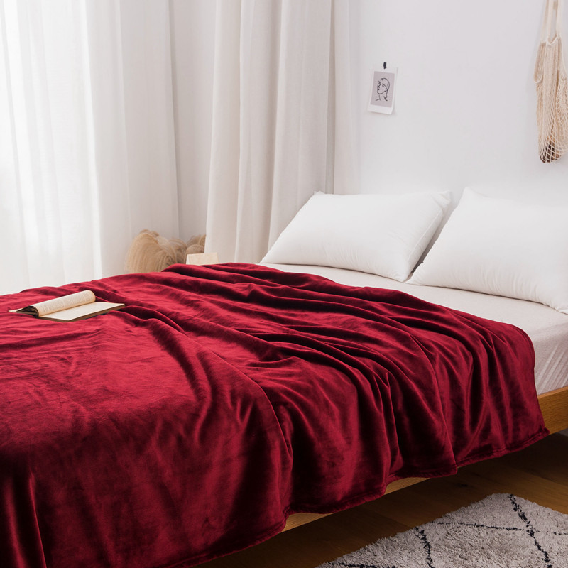 solid color thickened technology warm velvet blanket winter bed warm blanket double coral fleece flannel cover blanket_voghion.com