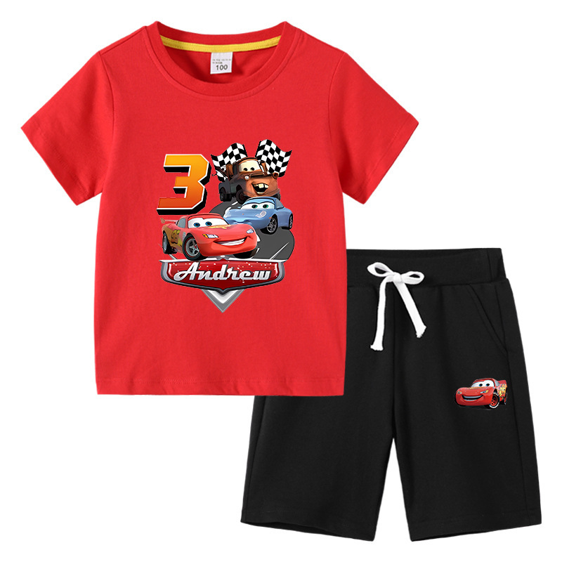 Children's Wear Boys T-Shirt Summer New Arrival Half-sleeved Students Korean Style Cotton Daughter Children's Short-sleeved Pants Two-piece Suit