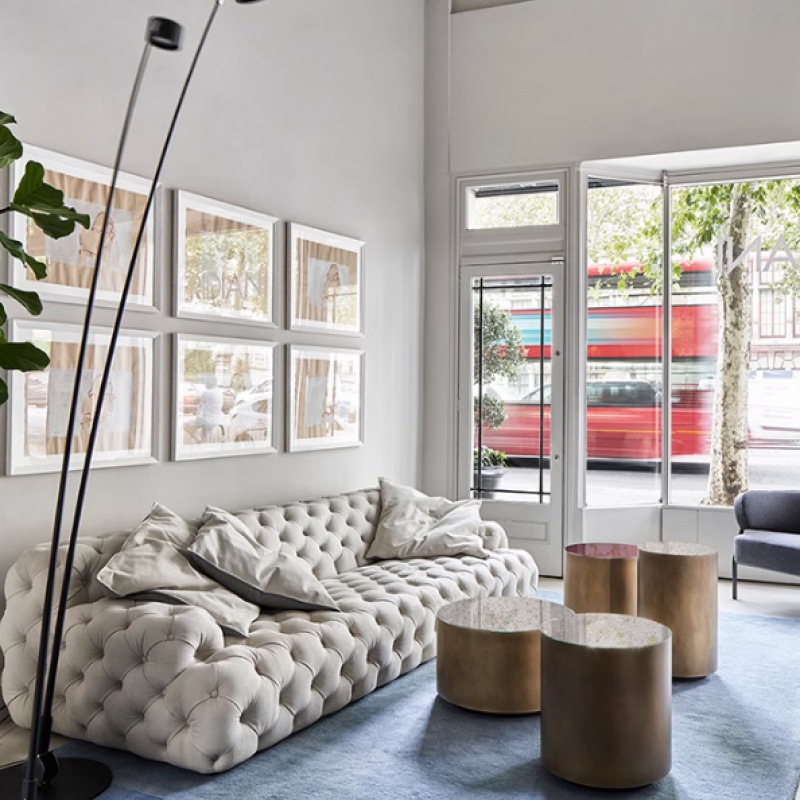 W! Light Luxury American Moon Sofa, Italian Buckle Modern Combination, Simple Small Household Living Room French Cream Villa