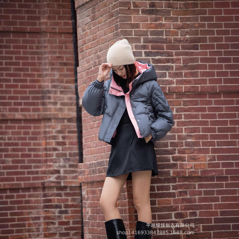 New Winter Women's down Jacket with Hood, 90% New National Standard Puff Goose down Jacket, Warm, Pinghu Factory