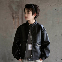 儿童皮衣外套秋款2025新款男童夹克衫春秋季短款韩版帅气上衣潮酷