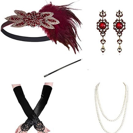 Década de 1920 mascarada cabeza desgaste negro pluma tocado femenino europeo y americano Gatsby diadema de pluma de fiesta única