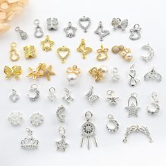 ホワイトゴールド、シルバーゴールド、マイクロジルコン、星、月、花、パール、ラブペンダント、DIYネックレスジュエリーペンダント