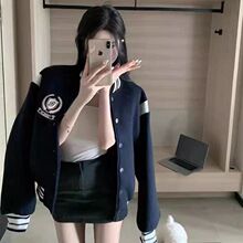 美式复古学院风棒球服短外套女春秋小众设计高级感炸街夹克上衣潮