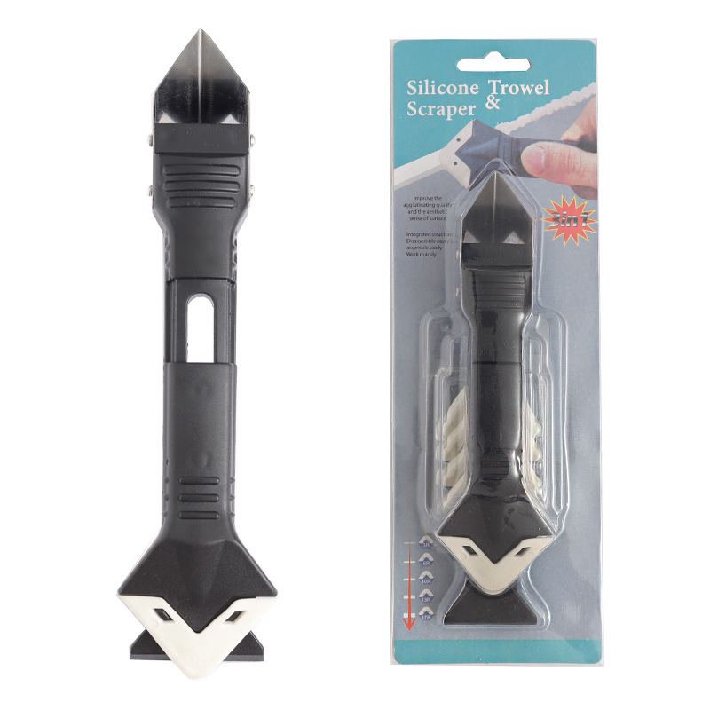 三合一金属刮胶器多功能硅胶铲胶器美缝修边抹平除胶器美缝工具