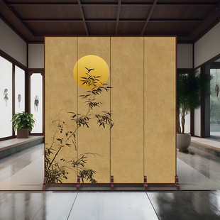 Screen Partition Living Room 2024 New Zen Style Simple Household Movable Folding Club Tea Room Entrance Office
