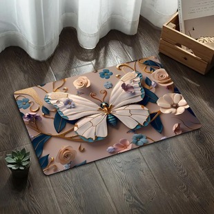 3D Simulation Butterfly Diatom Mud Mat Bathroom Washbasin Water Absorbent Dirty-Resistant Foot Mat Home Non-Slip Easy-to-take-care Door Mat