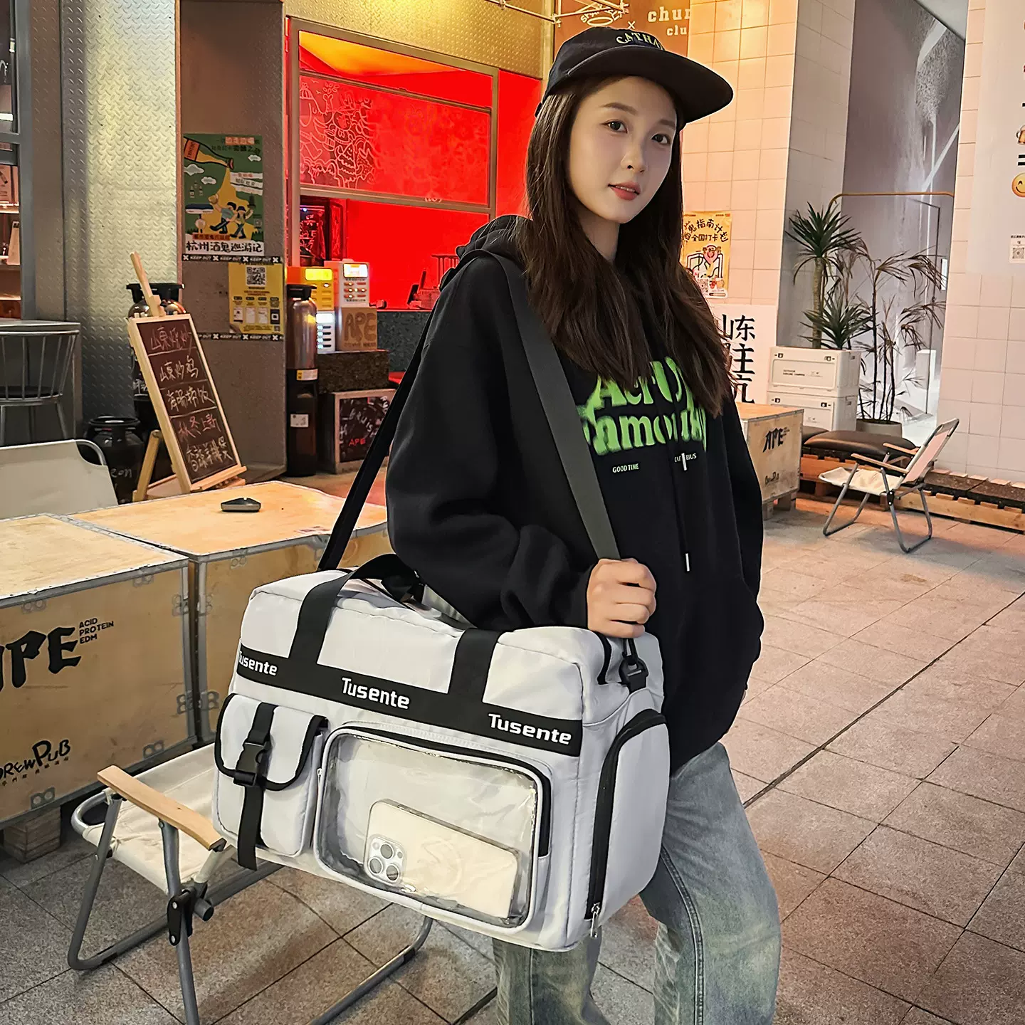 大容量短途男出差旅行包女购物待产双肩背包干湿分离运动健身包袋