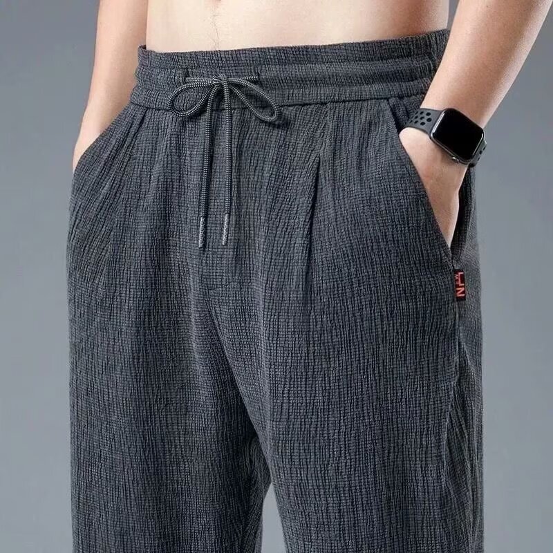 Men's Pants Summer Ultra-thin Cotton Linen Loose Breathable Men's Ice Silk Casual Pants Straight Summer Air Conditioning Pants Men's Pants Summer Ultra-thin Cotton Linen Loose Breathable Men's Ice Silk Casual Pants Straight Summer Air Conditioning Pants