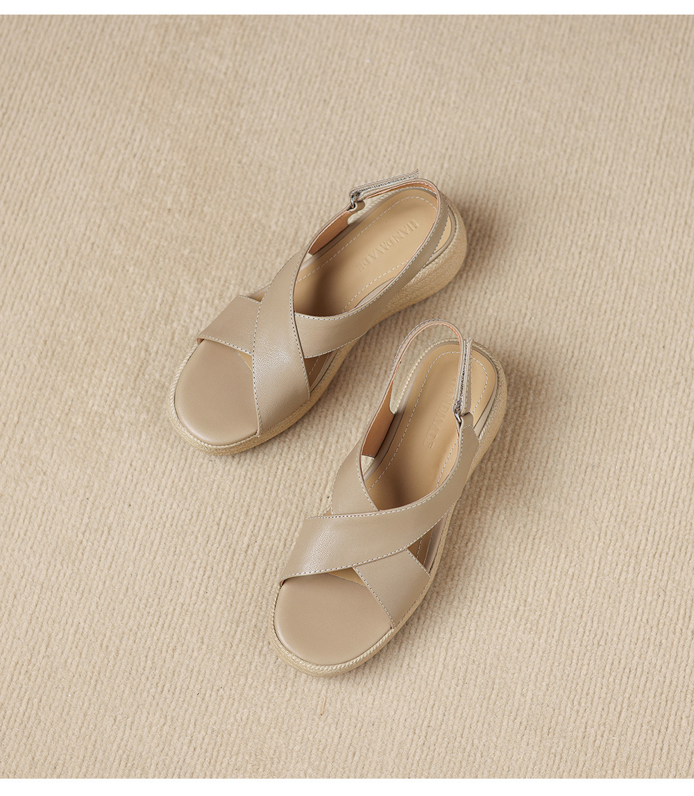 Sandal nữ quai chữ V đế dày mũi tròn hở ngón chân — màu trắng ngà chi tiết 21