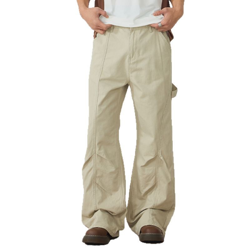 xxbro men's# spring new American high street pure cotton apricot all-match casual overalls men's loose micro-pants
