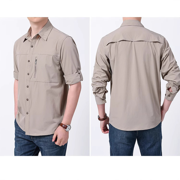 Cross-border AliExpress Long-sleeved Shirt Men's Spring and Summer Outdoor Shirt Quick-drying Clothes Men's High Elastic Work Clothes 6501