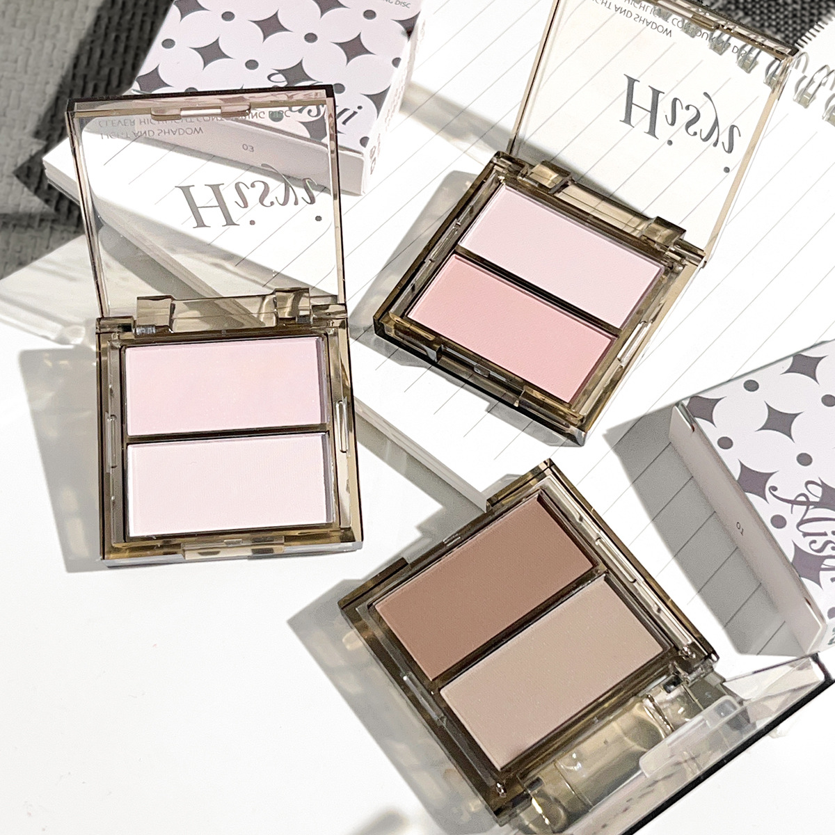 Hisyi Light and Shadow Smart Highlighting Contouring Palette Matte Brightening Nose Silhouette Natural Two-Color Highlighting Contouring Shadow Powder