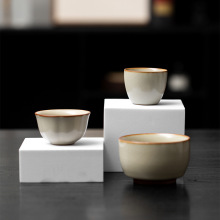 黄汝窑主人杯铁胎开片可养汝瓷压手杯家用功夫茶具茶杯品茗杯单杯