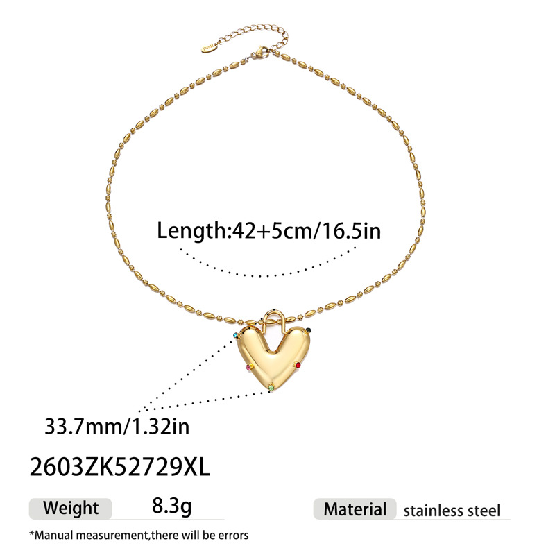 Tiana europa y americana cadena de clavícula de acero inoxidable temperamento simple nicho amor collar no desvanecerse ligero corazón de melocotón adornos para mujeres image 4