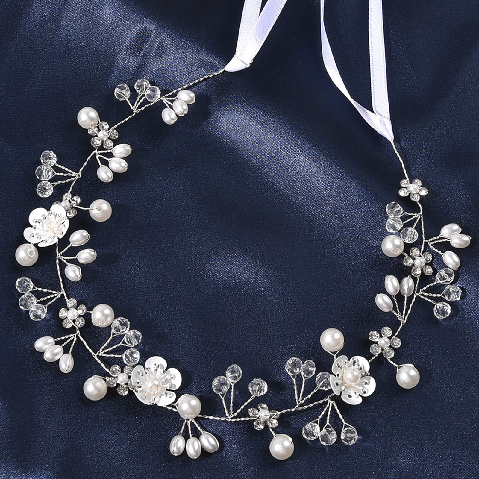 Braut Haarbandschmuck Mit Blumen Perlen Und Kristallen_voghion.com