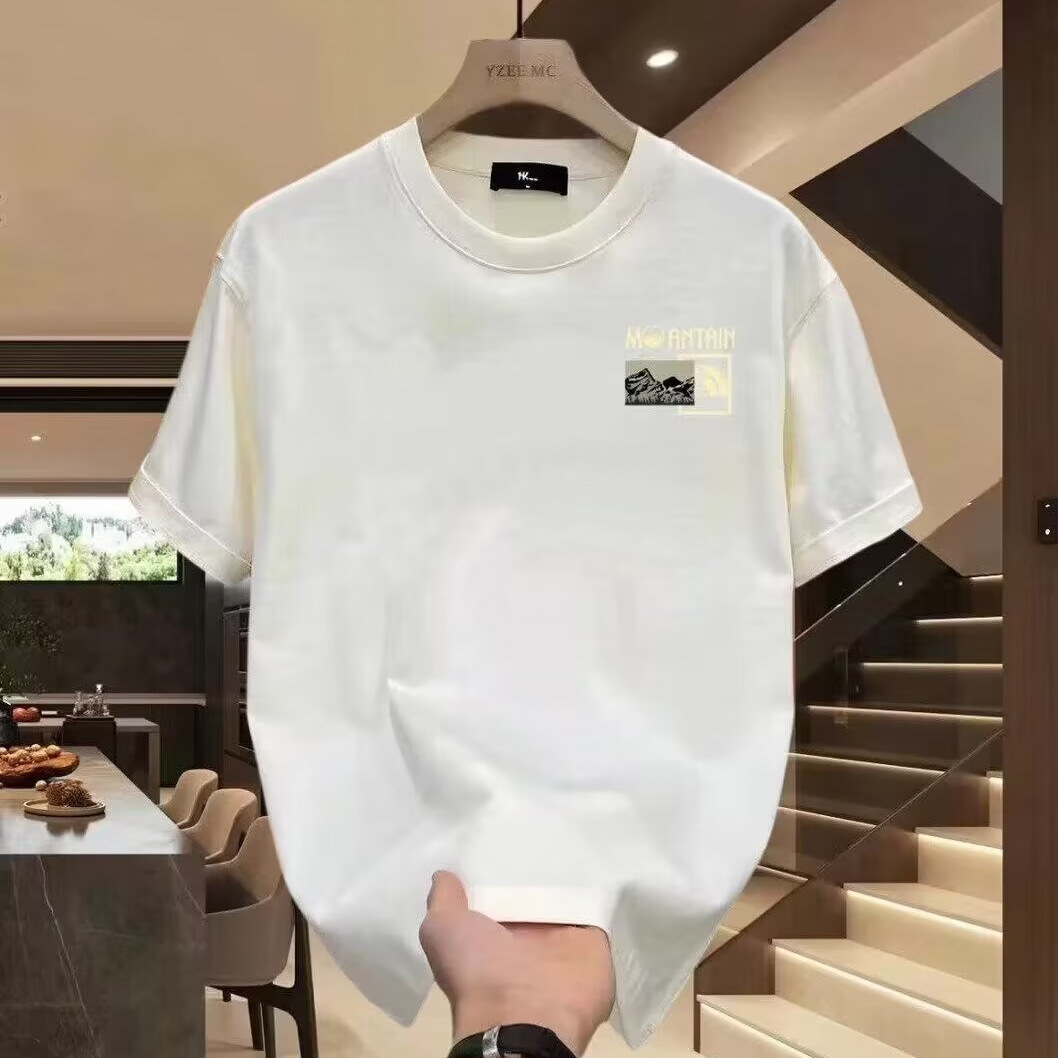 Summer 2025 New T-shirt Trendy Brand Cyber Celebrity Short-sleeved Men's Ins Loose Heavy-weight Round Neck Plankton Handsome Top Trendy T-shirt