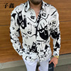 Slim fit fashion long sleeve printed shirt men's shirt