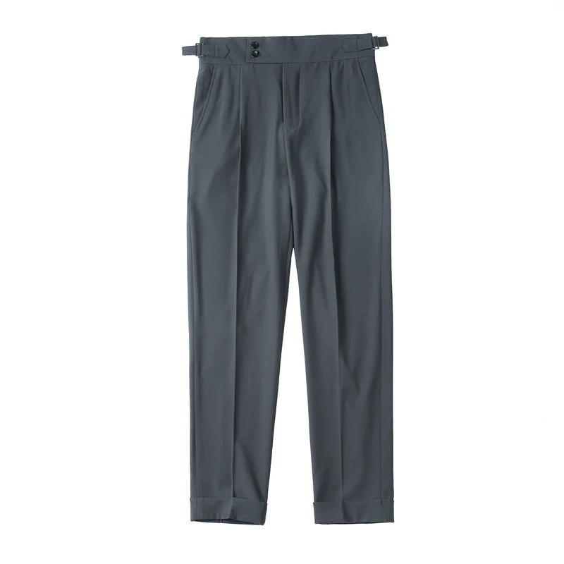 Men's trousers, loose straight fit with high waist and pleats, formal casual, sizes 28–36