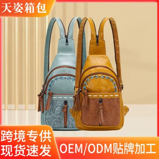 跨境欧美复古辣妹便携式亚马逊休闲户外女斜挎胸包双肩包通勤百搭