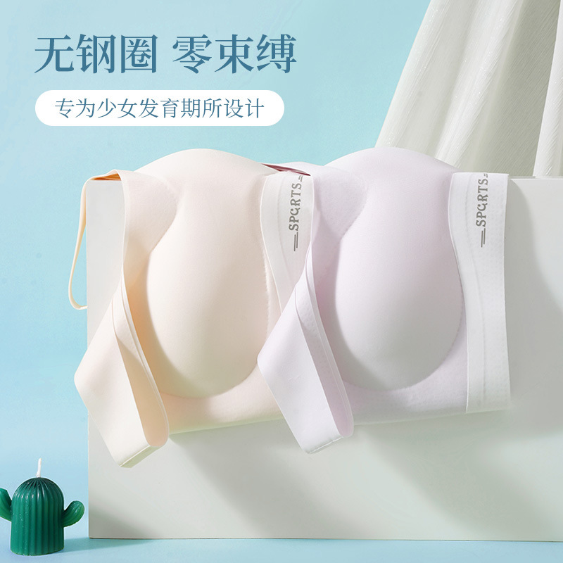 Girls' Underwear, Adolescent, 14 Years Old, Traceless Ice Silk Fixed Cup, Second Stage Middle School Students, Girls' Bra