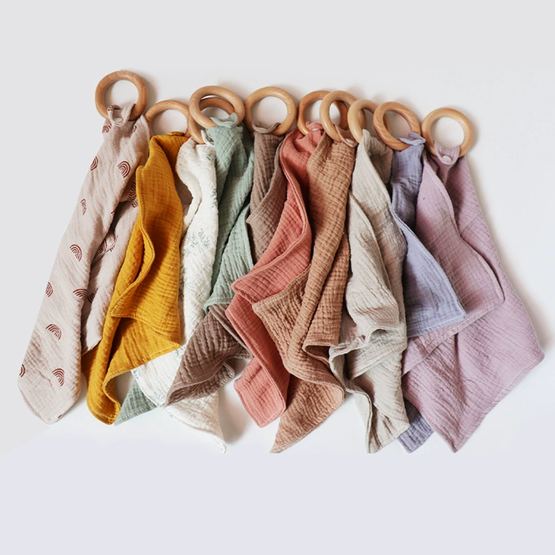 Трансграничное детское хлопковое детское якорное полотенце Кольцо для укуса новорожденного Двойной креп-вертел Полотенце Детские молярные палочки