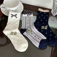 日本風スポーツリボンソックス レディース ミドル丈ソックス 春夏 薄手 重ね履き 通気性 春秋 防臭 吸汗 卸売