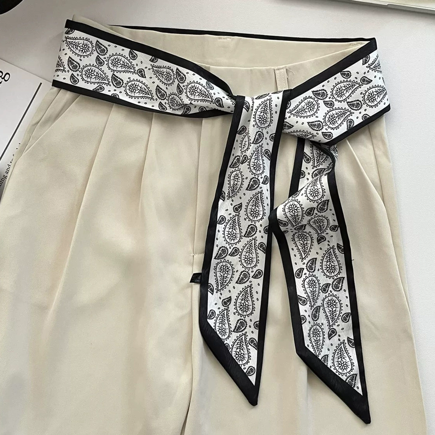 Trouser Chain and Scarf Accessory Set, Silver Pants Chain with Silk Bandana