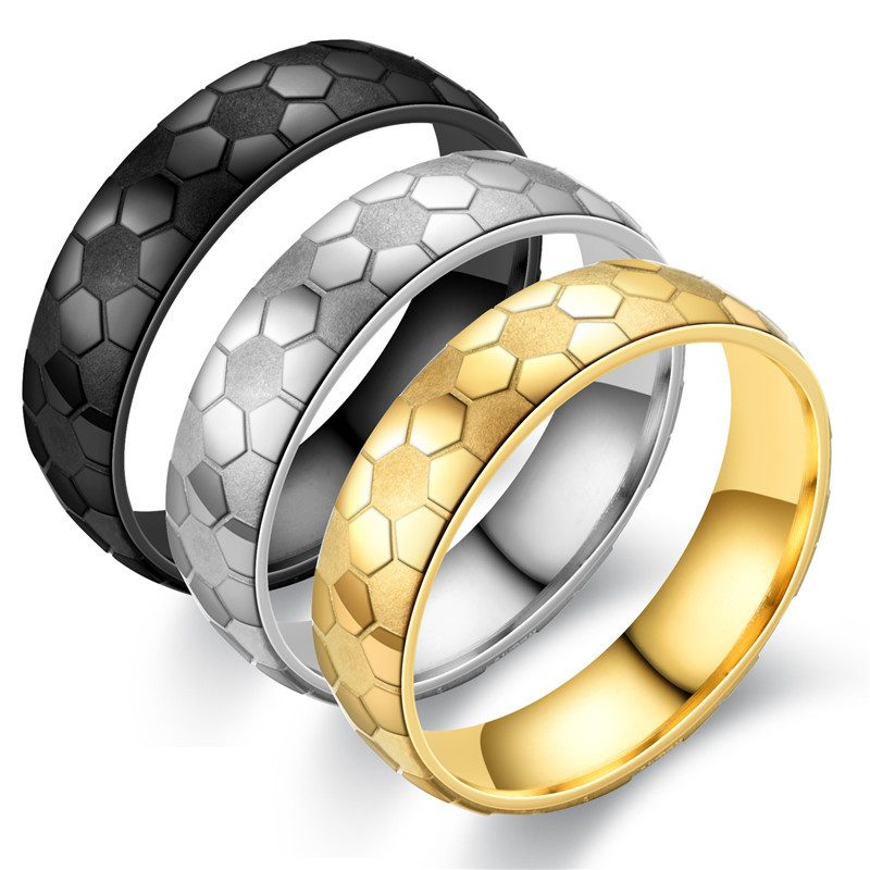 Fashion Football Pattern Stainless Steel Ring Wholesale Nihaojewelry display picture 1