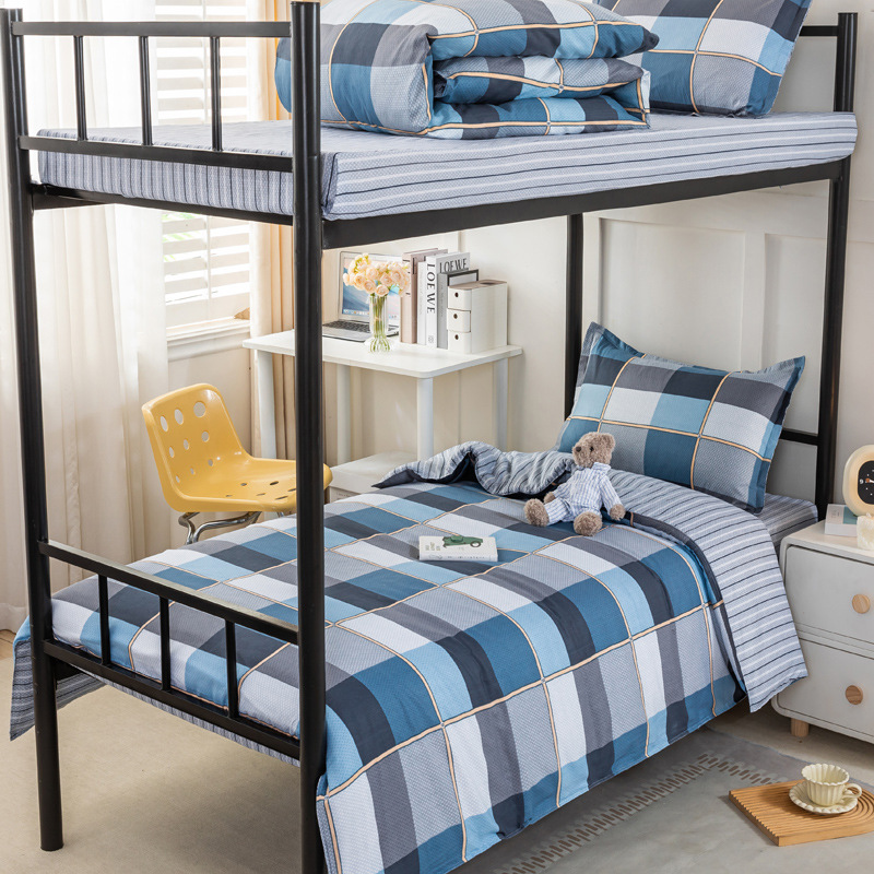 Estudiantes de tres piezas de dormitorio de estudiantes de algodón seis piezas de dormitorio de estudiantes de algodón cama al por mayor