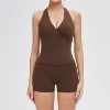 Vest, acrylic shorts, chocolate-brown color